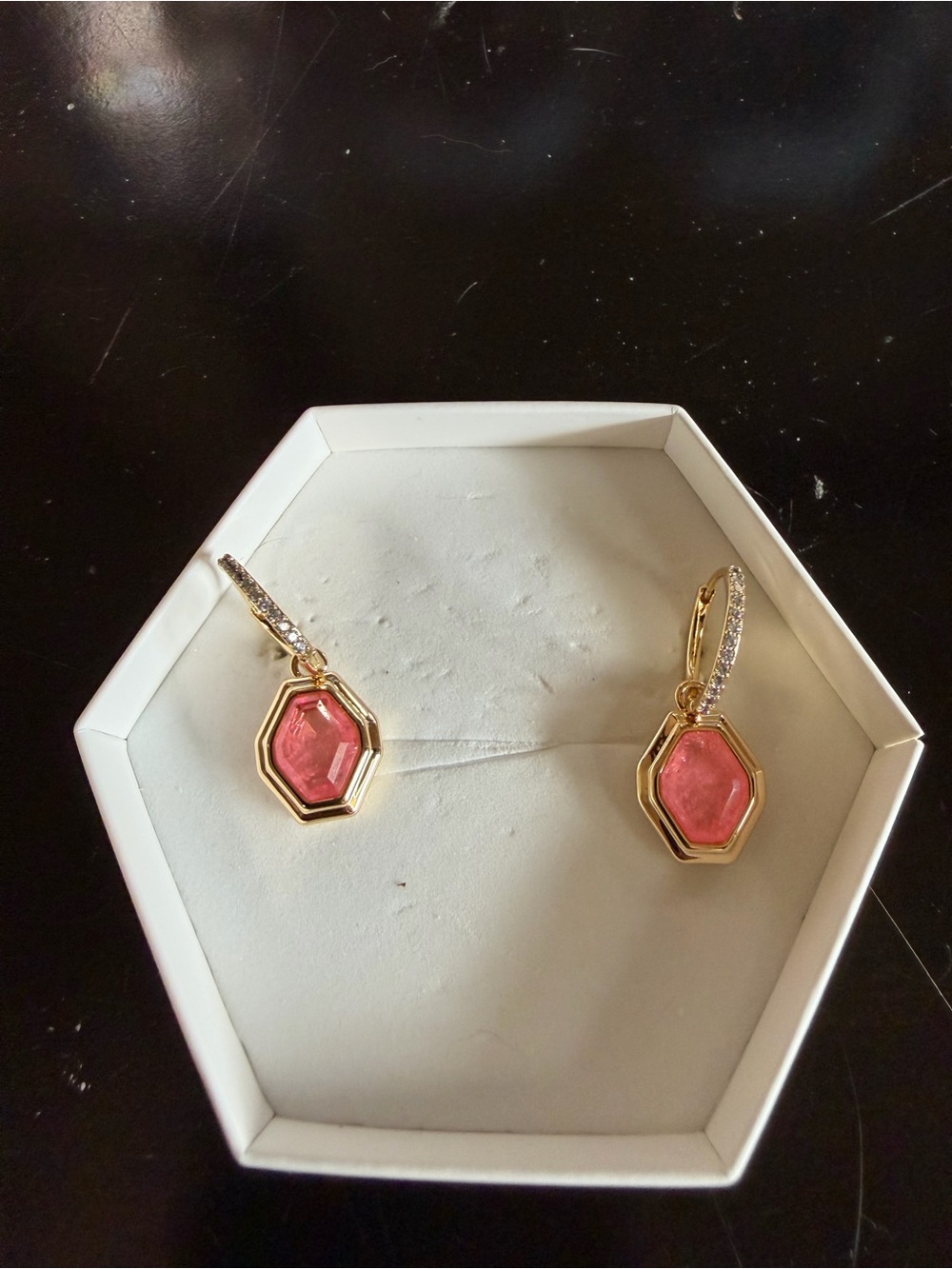 Watermelon Calcite on Gold